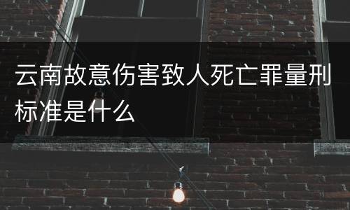 云南故意伤害致人死亡罪量刑标准是什么