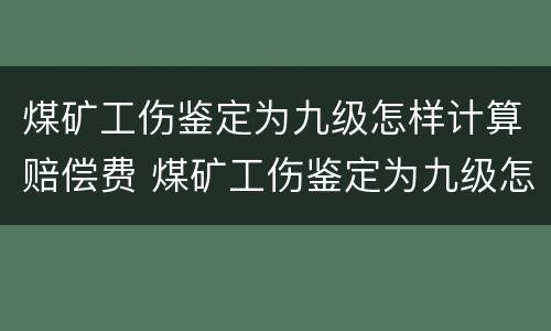 煤矿工伤鉴定为九级怎样计算赔偿费 煤矿工伤鉴定为九级怎样计算赔偿费呢