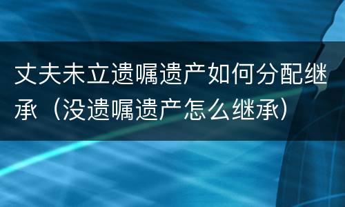 丈夫未立遗嘱遗产如何分配继承（没遗嘱遗产怎么继承）