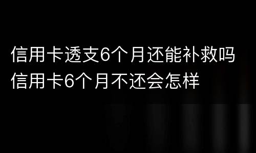 信用卡透支6个月还能补救吗 信用卡6个月不还会怎样