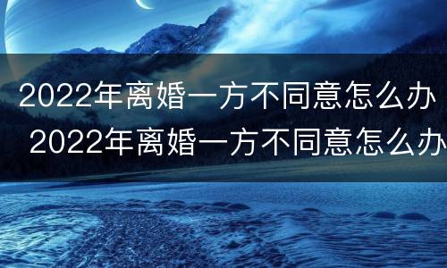 2022年离婚一方不同意怎么办 2022年离婚一方不同意怎么办理
