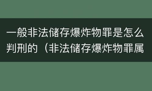 一般非法储存爆炸物罪是怎么判刑的（非法储存爆炸物罪属于什么犯罪类型）