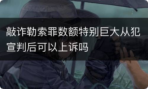 敲诈勒索罪数额特别巨大从犯宣判后可以上诉吗