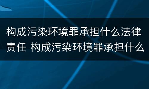 构成污染环境罪承担什么法律责任 构成污染环境罪承担什么法律责任呢
