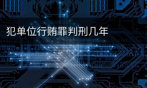 犯单位行贿罪判刑几年