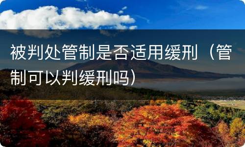 被判处管制是否适用缓刑（管制可以判缓刑吗）
