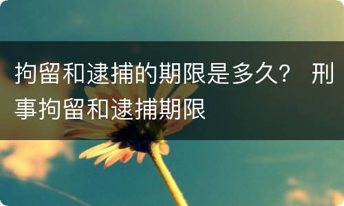拘留和逮捕的期限是多久？ 刑事拘留和逮捕期限