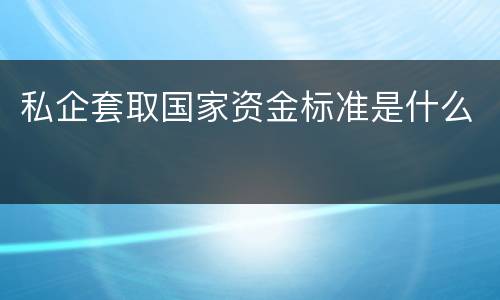 私企套取国家资金标准是什么