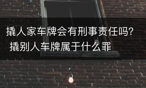 撬人家车牌会有刑事责任吗？ 撬别人车牌属于什么罪