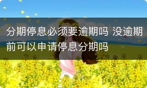 分期停息必须要逾期吗 没逾期前可以申请停息分期吗
