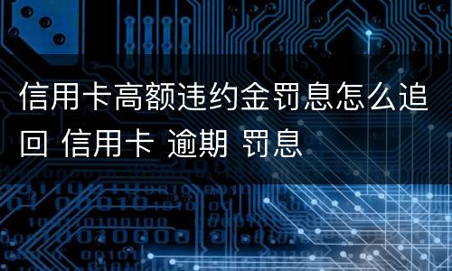 信用卡高额违约金罚息怎么追回 信用卡 逾期 罚息