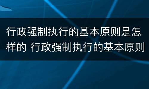 行政强制执行的基本原则是怎样的 行政强制执行的基本原则是怎样的呢