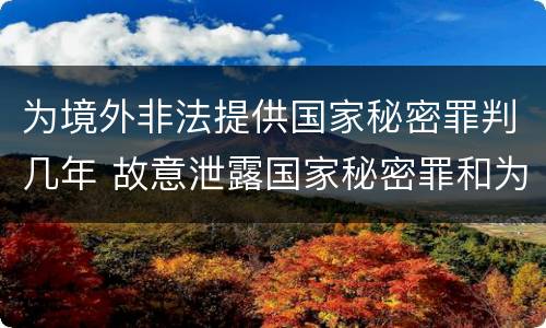 为境外非法提供国家秘密罪判几年 故意泄露国家秘密罪和为境外非法提供