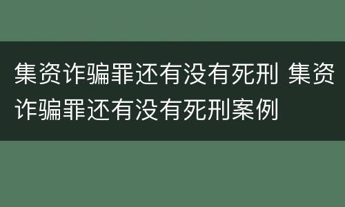 集资诈骗罪还有没有死刑 集资诈骗罪还有没有死刑案例