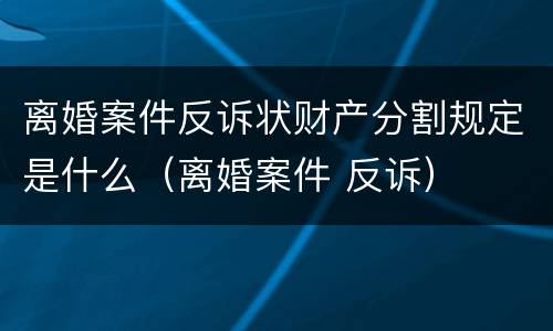 离婚案件反诉状财产分割规定是什么（离婚案件 反诉）