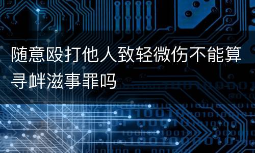 随意殴打他人致轻微伤不能算寻衅滋事罪吗