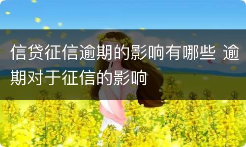 信贷征信逾期的影响有哪些 逾期对于征信的影响