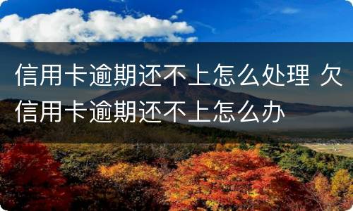 信用卡逾期还不上怎么处理 欠信用卡逾期还不上怎么办