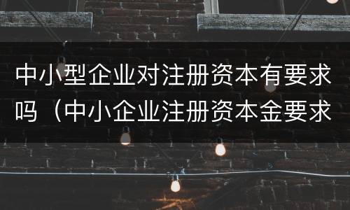 中小型企业对注册资本有要求吗（中小企业注册资本金要求）