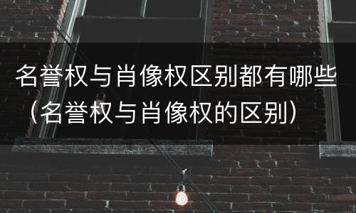 名誉权与肖像权区别都有哪些（名誉权与肖像权的区别）