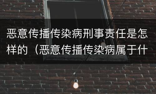 恶意传播传染病刑事责任是怎样的（恶意传播传染病属于什么罪）