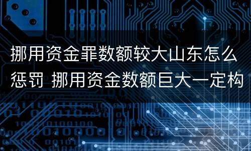 挪用资金罪数额较大山东怎么惩罚 挪用资金数额巨大一定构成犯罪