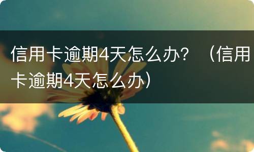 信用卡逾期4天怎么办？（信用卡逾期4天怎么办）