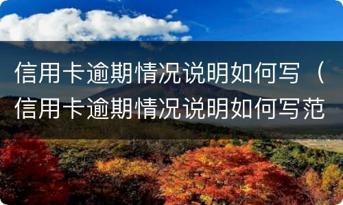 信用卡逾期情况说明如何写（信用卡逾期情况说明如何写范文）