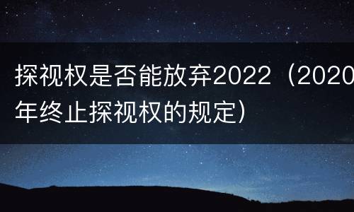探视权是否能放弃2022（2020年终止探视权的规定）