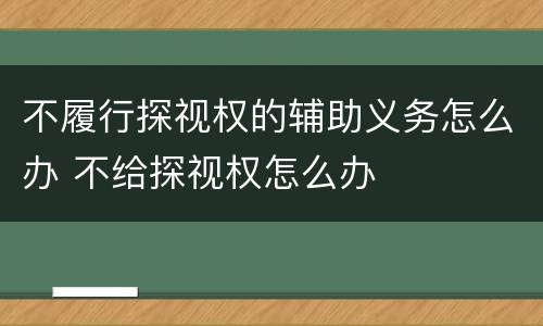 不履行探视权的辅助义务怎么办 不给探视权怎么办