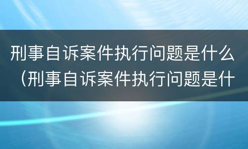 刑事自诉案件执行问题是什么（刑事自诉案件执行问题是什么原因）