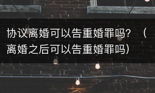 协议离婚可以告重婚罪吗？（离婚之后可以告重婚罪吗）
