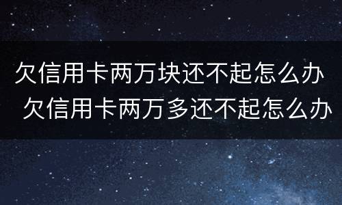 欠信用卡两万块还不起怎么办 欠信用卡两万多还不起怎么办