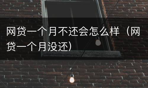 网贷一个月不还会怎么样（网贷一个月没还）