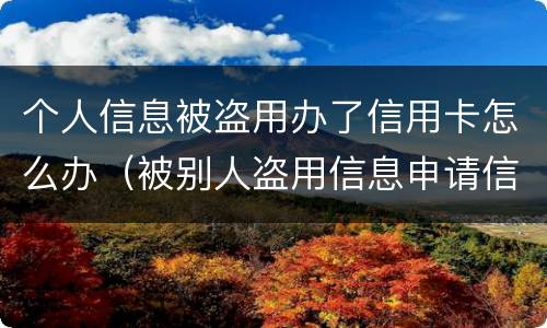 个人信息被盗用办了信用卡怎么办（被别人盗用信息申请信用卡怎么办）