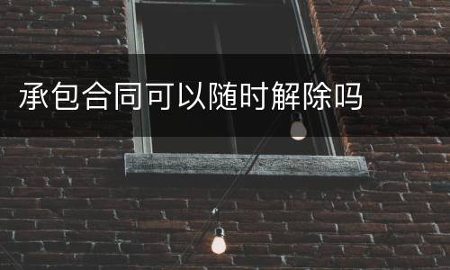 承包合同可以随时解除吗