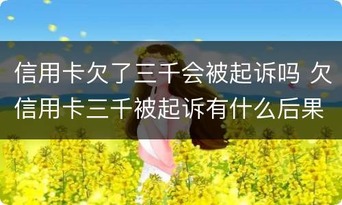 信用卡欠了三千会被起诉吗 欠信用卡三千被起诉有什么后果