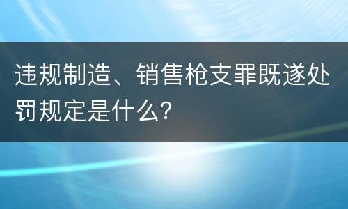 违规制造、销售枪支罪既遂处罚规定是什么？