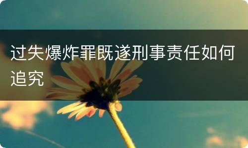 过失爆炸罪既遂刑事责任如何追究