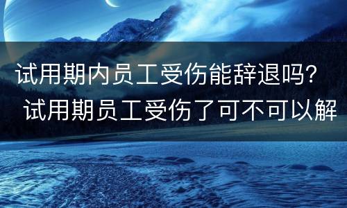 试用期内员工受伤能辞退吗？ 试用期员工受伤了可不可以解雇