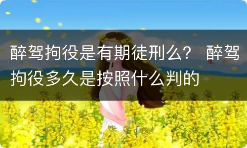 醉驾拘役是有期徒刑么？ 醉驾拘役多久是按照什么判的