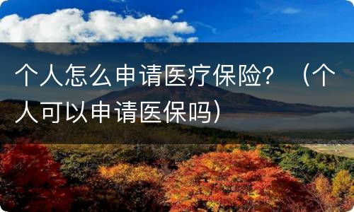 个人怎么申请医疗保险？（个人可以申请医保吗）