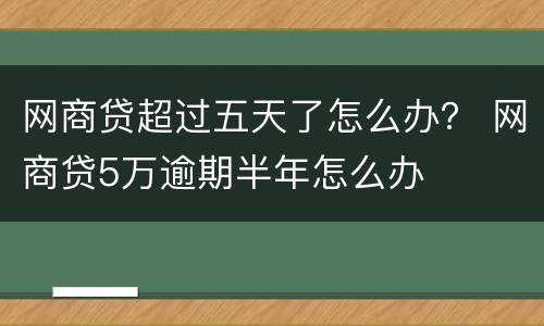 网商贷超过五天了怎么办？ 网商贷5万逾期半年怎么办