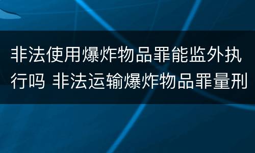 非法使用爆炸物品罪能监外执行吗 非法运输爆炸物品罪量刑