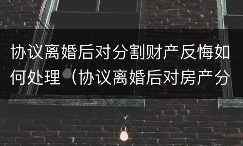 协议离婚后对分割财产反悔如何处理（协议离婚后对房产分割反悔怎么办）