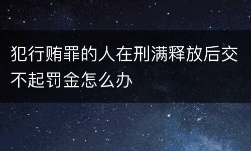 犯行贿罪的人在刑满释放后交不起罚金怎么办