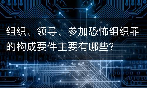 组织、领导、参加恐怖组织罪的构成要件主要有哪些？
