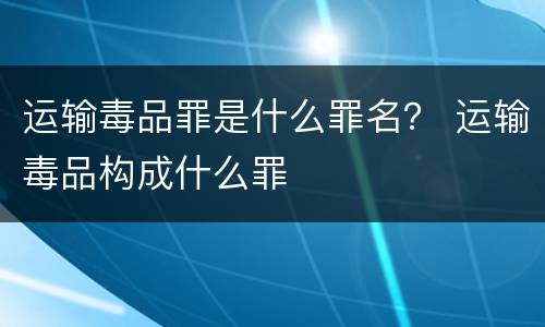 运输毒品罪是什么罪名？ 运输毒品构成什么罪