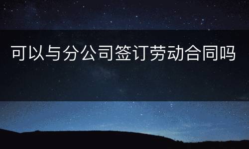 可以与分公司签订劳动合同吗