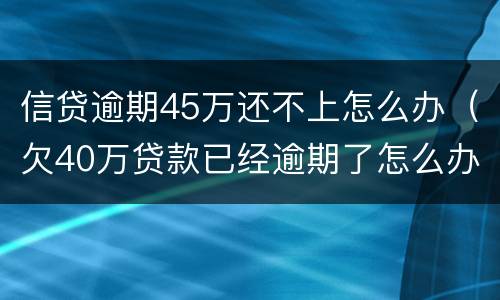 信贷逾期45万还不上怎么办（欠40万贷款已经逾期了怎么办?）